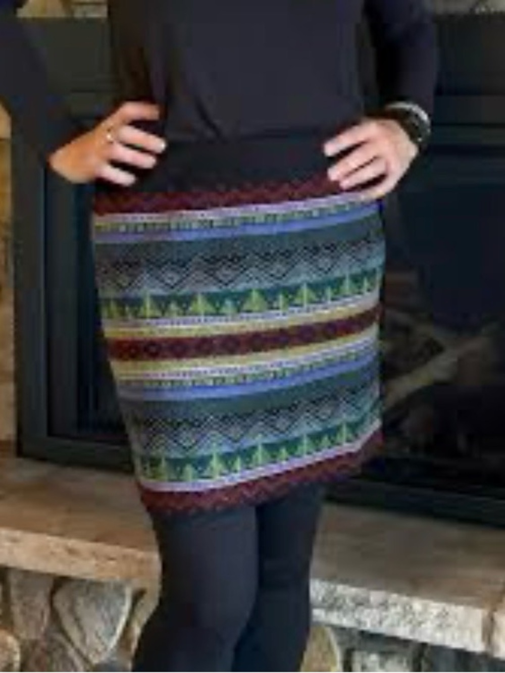 Heim made Merino Wool blend Fair Isle Knit Mini nordic skirt Nepal Small